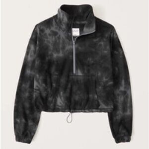 Abercrombie SoftAF Quarter Zip Sweatshirt in Blue Black Tie Dye